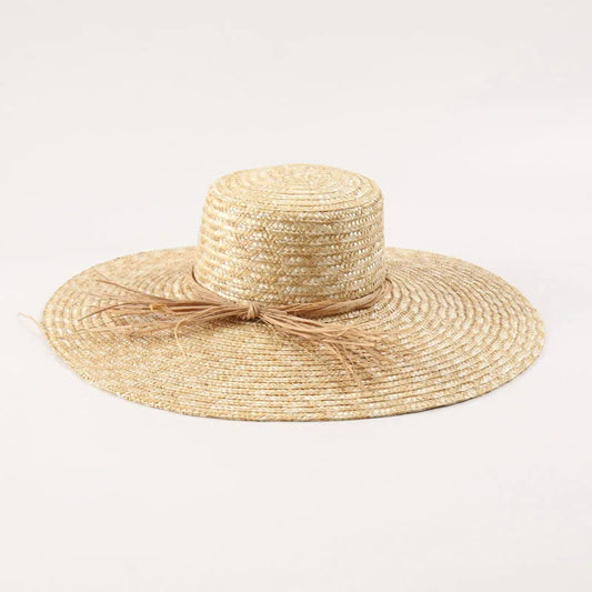 UPF 50+ Women's Wide Brim Flat Top Straw Hat