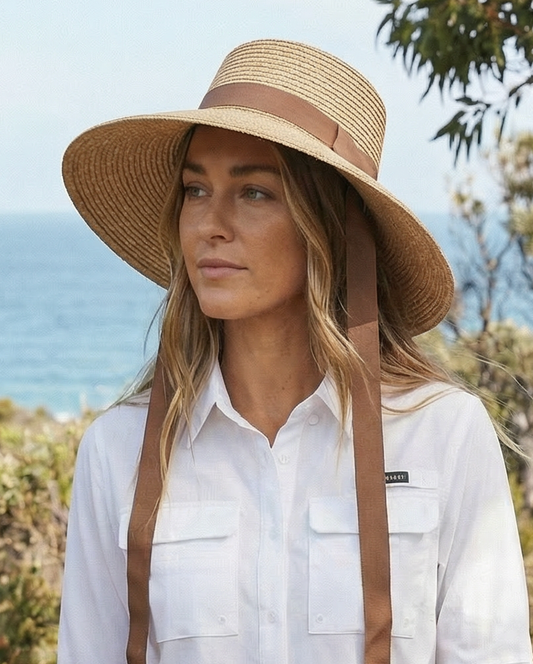 UPF 50+ Women's Wide Brim Bucket Hat with Ribbon Ties