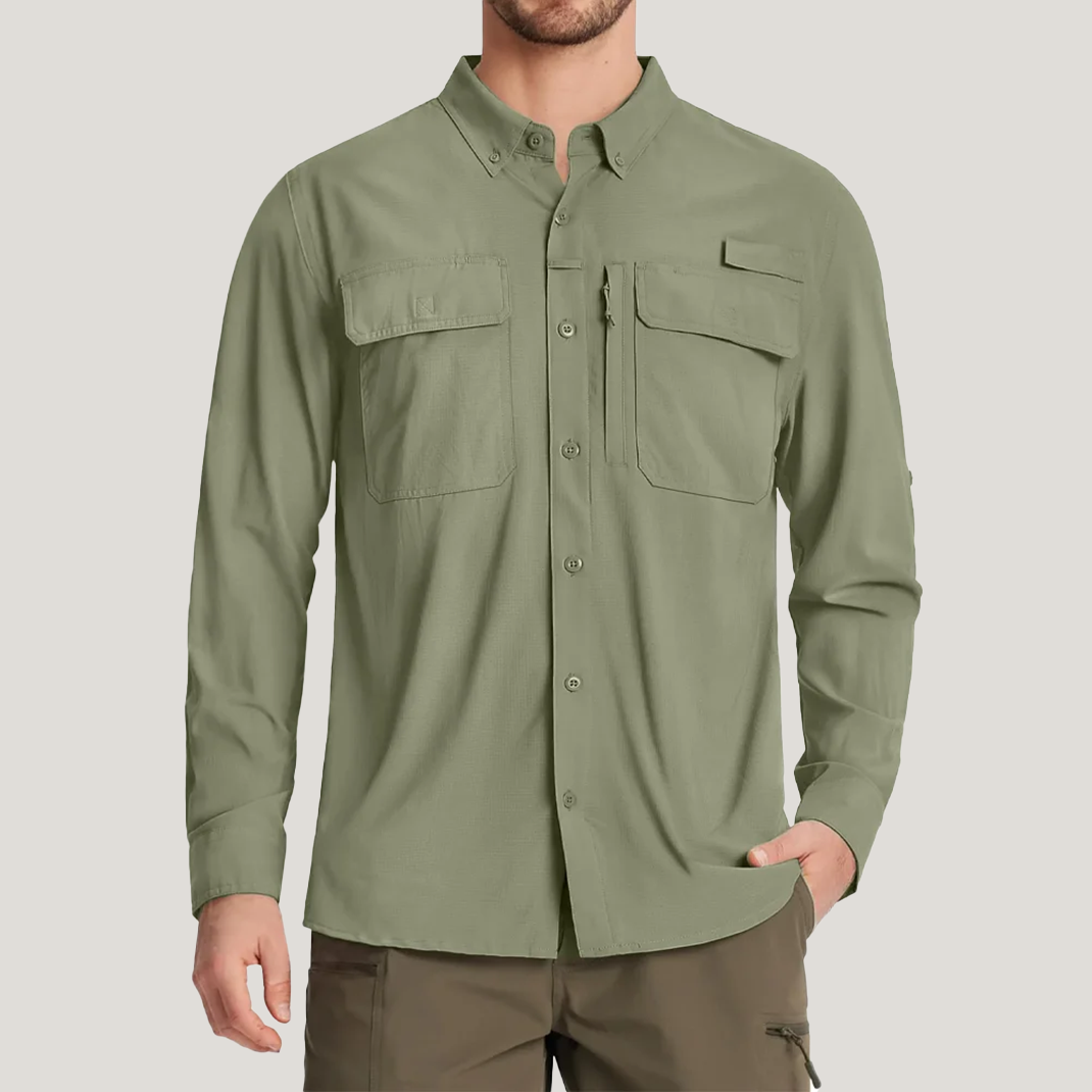 UPF 50+ Long Sleeve Button Down Shirt with Utility Pockets