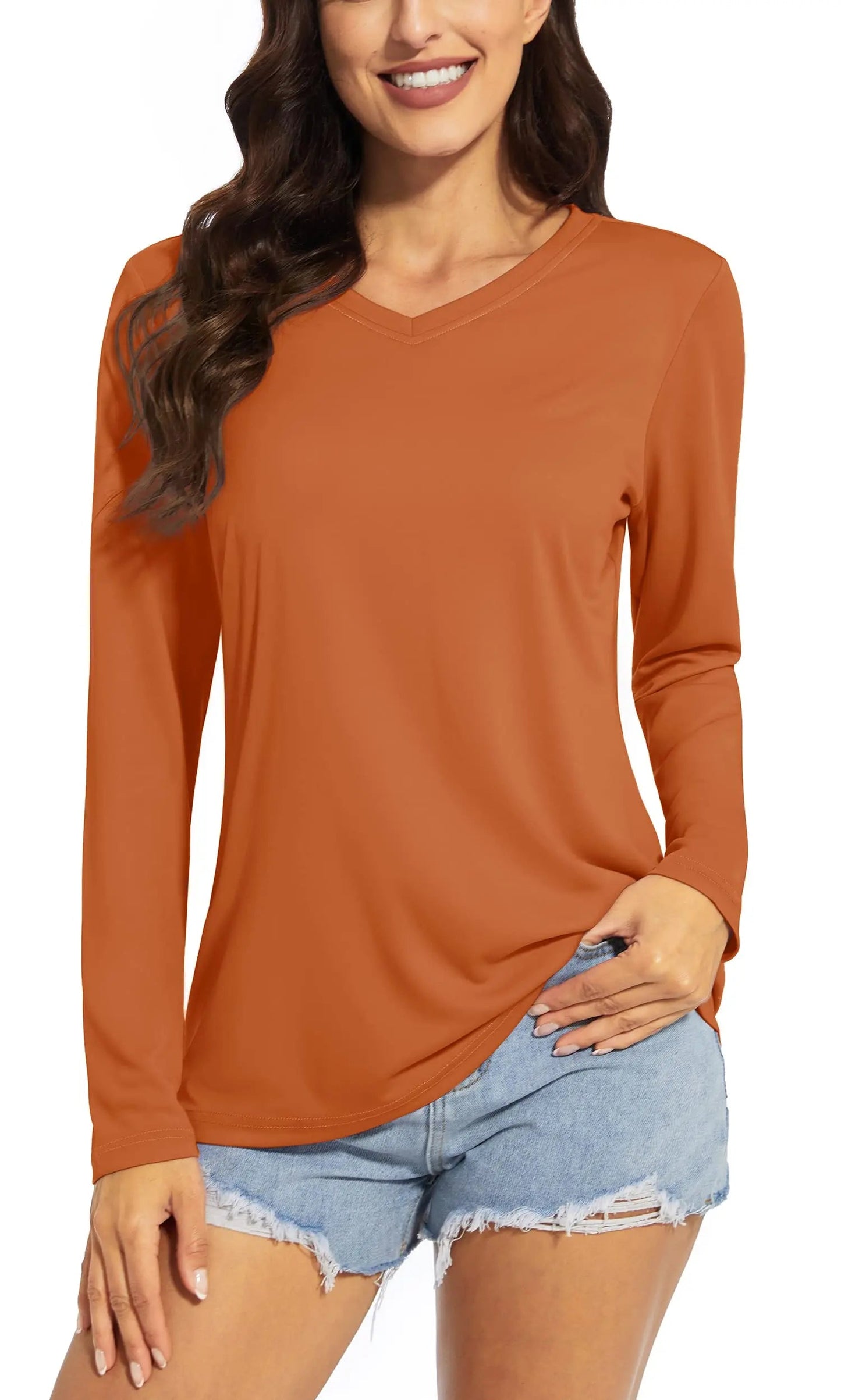 UPF 50+ Long Sleeve V Neck T-Shirt