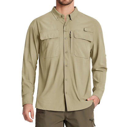 UPF 50+ Long Sleeve Button Down Shirt with Utility Pockets