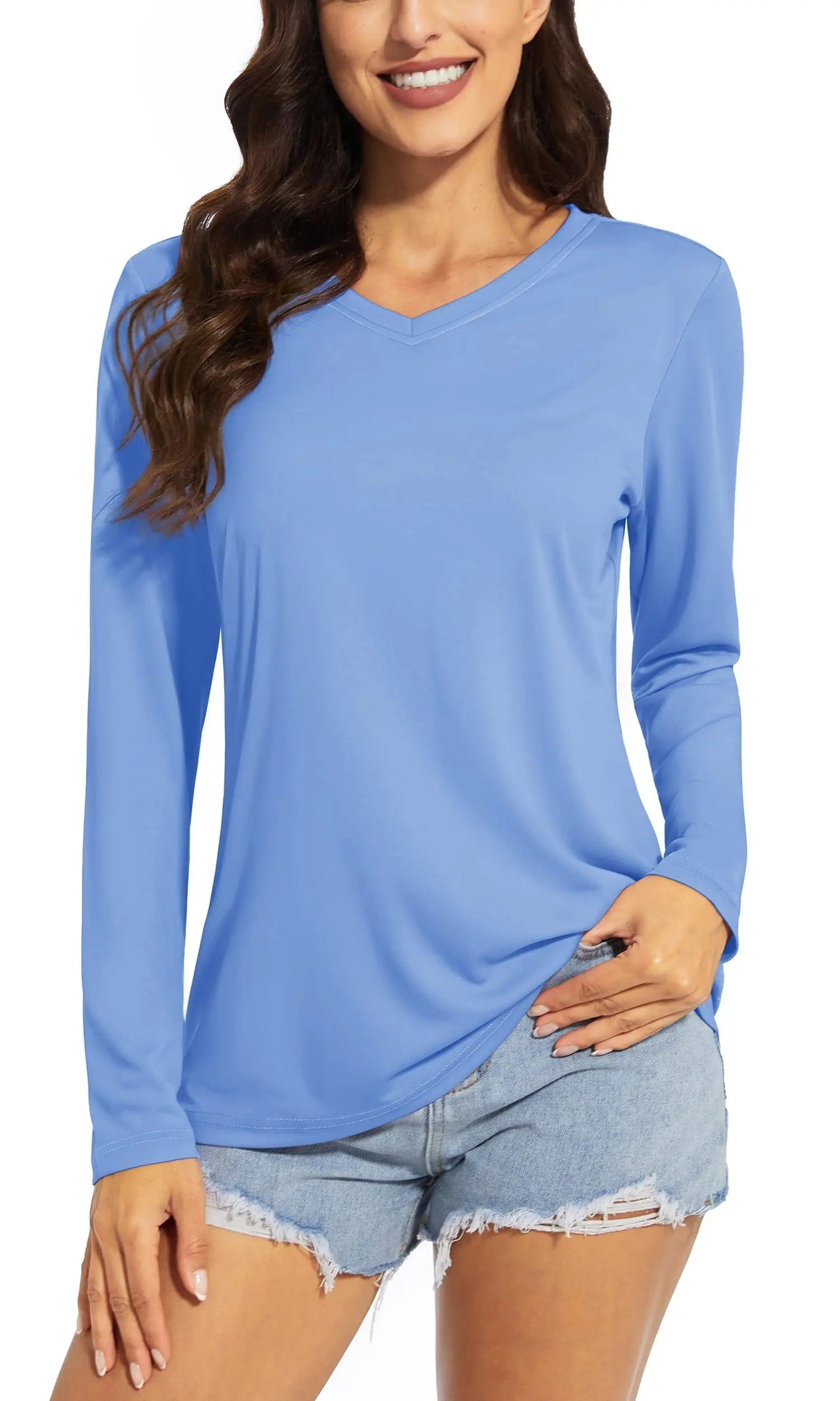 UPF 50+ Long Sleeve V Neck T-Shirt