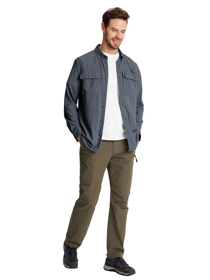 UPF 50+ Long Sleeve Button Down Shirt with Utility Pockets