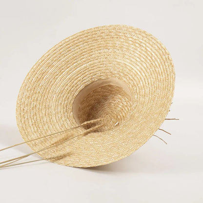 UPF 50+ Women's Wide Brim Flat Top Straw Hat