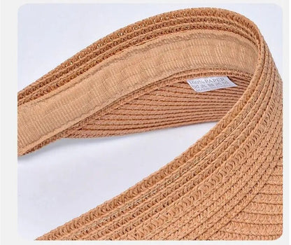 UPF 50+ Wide Brim Straw Sun Visor
