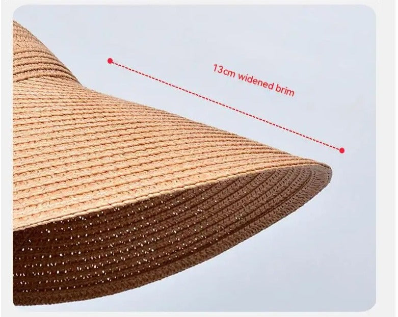 UPF 50+ Wide Brim Straw Sun Visor