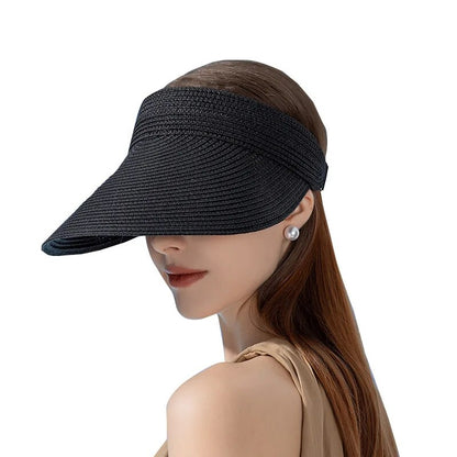 UPF 50+ Wide Brim Straw Sun Visor
