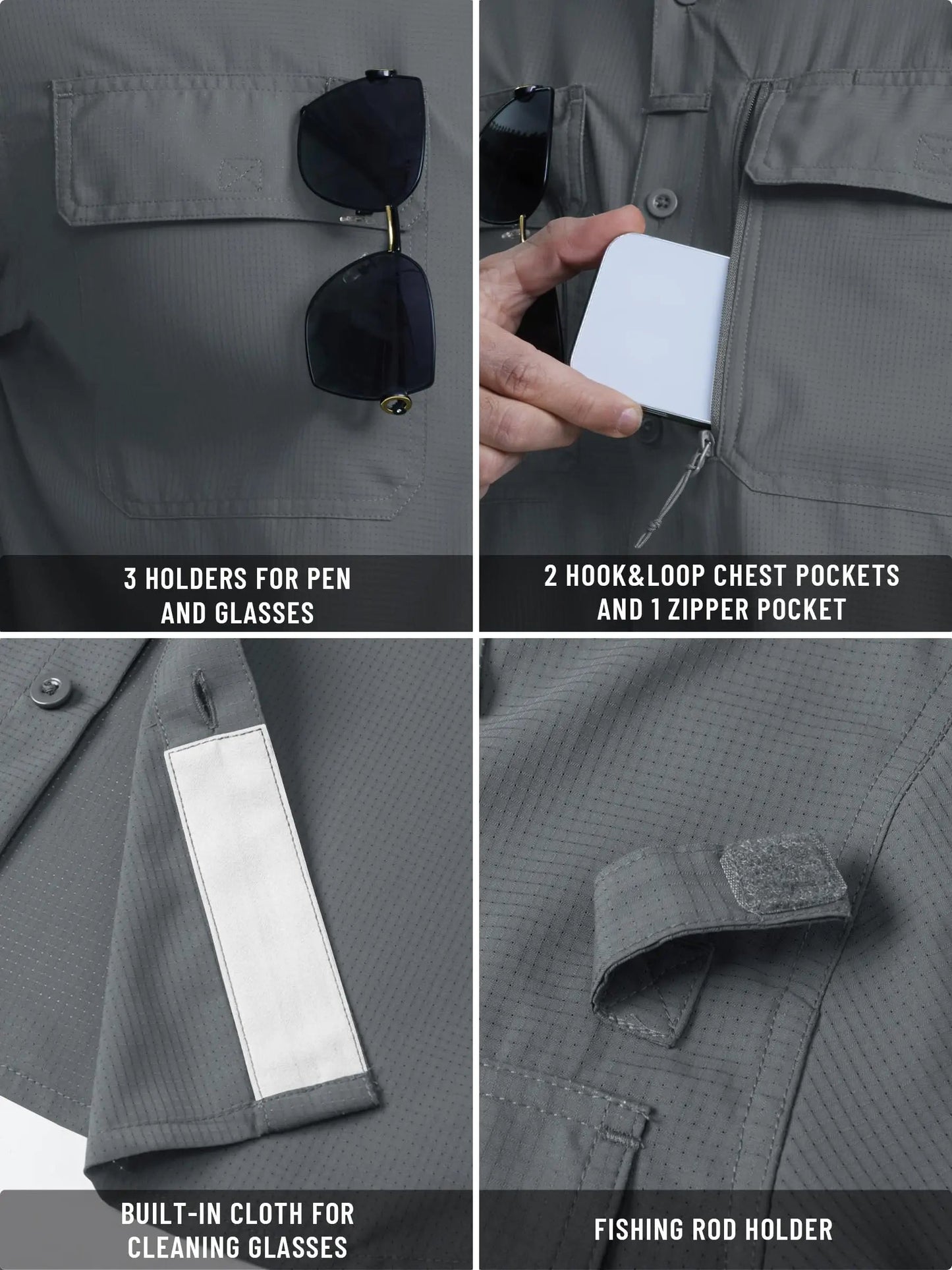 UPF 50+ Long Sleeve Button Down Shirt with Utility Pockets