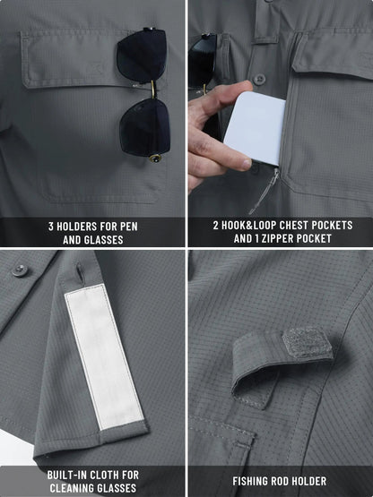 UPF 50+ Long Sleeve Button Down Shirt with Utility Pockets