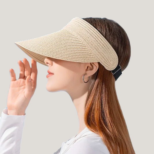 UPF 50+ Wide Brim Straw Sun Visor